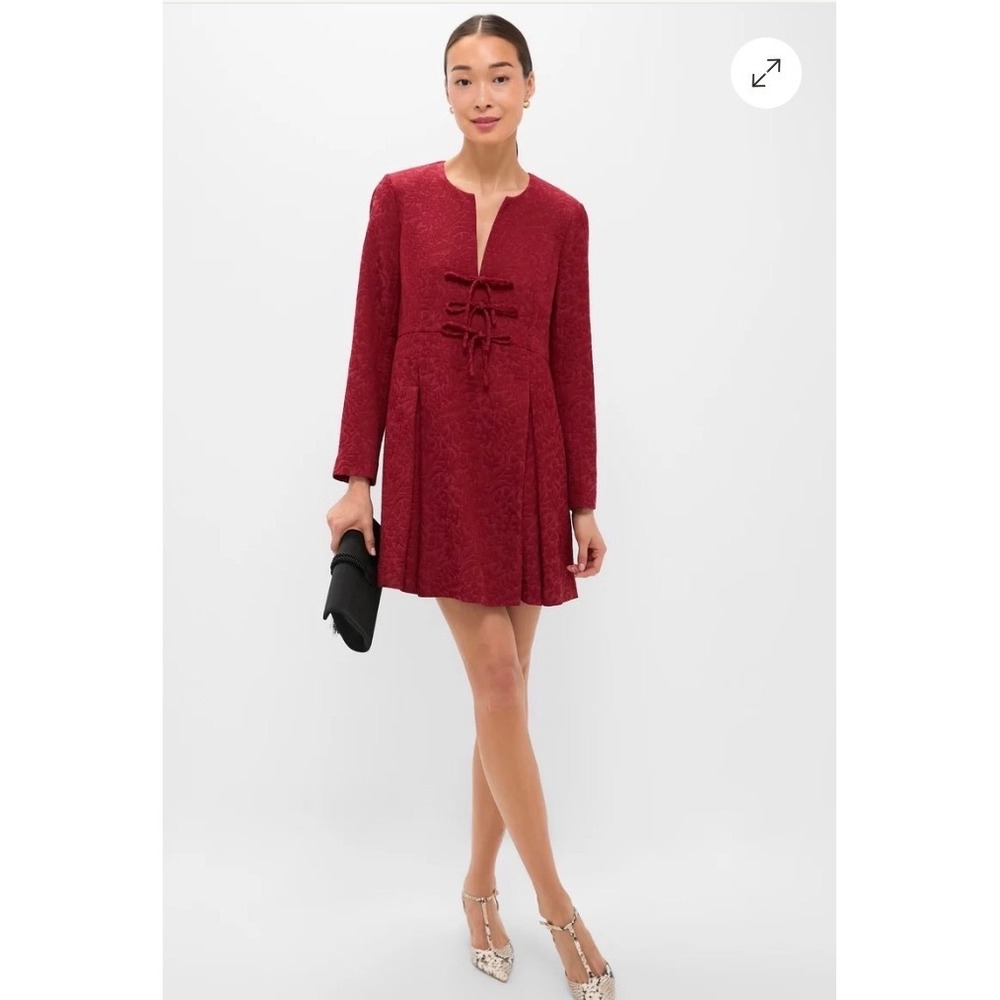 TUCKERNUCK Cranberry Jacquard Blair Bow Coat Dress Holiday dress women's size s